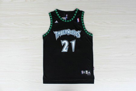 Maillot De Basket Minnesota Timberwolves Kevin Garnett 21 Tissus Sportif Fans Edition Noir